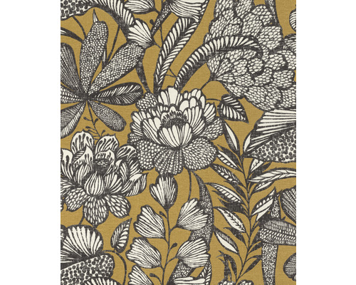 Papier peint intissé 555363 Lirico naturel jaune Papier peint à motifs floraux