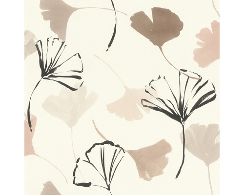 Papier peint intissé 690118 Rhapsody fleurs rose Papier peint à motif de feuilles de ginkgo