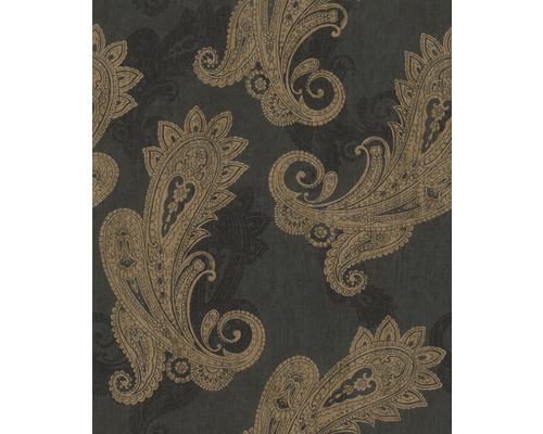 Papier peint intissé 746464 Indian Style ornement noir Papier peint avec motif cachemire