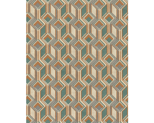 Papier peint intissé 746525 Indian Style graphique orange Papier peint avec motif géométrique en losange