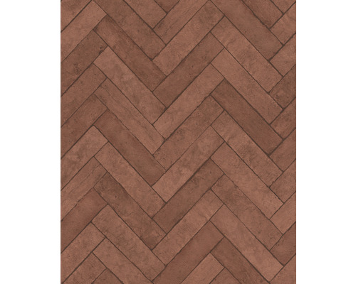 Papier peint intissé 499148 Factory V pierres terre Papier peint avec motif de briques en chevrons