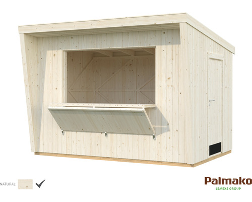 Stand de vente en bois avec volet de vente et porte