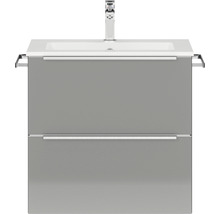 Meuble sous-lavabo avec deux tiroirs, lavabo et robinetterie pour la salle de bain
