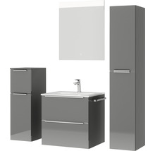 Ensemble de salle de bains avec meuble sous-lavabo, lavabo, armoire de toilette et armoire haute