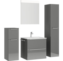 Ensemble de salle de bains avec meuble-lavabo, lavabo, armoire de toilette et armoire haute