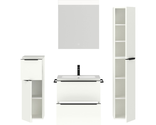 Ensemble de meubles de salle de bains avec meuble sous-lavabo, armoire de toilette et armoire latérale