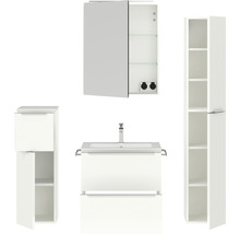 Badezimmerset mit Waschbeckenunterschrank, Spiegelschrank und Hochschrank
