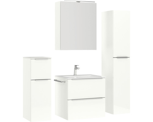 Badezimmermöbel-Set mit Waschtisch, Spiegelschrank und Hochschrank
