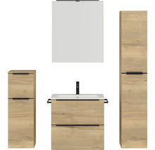 Badezimmer-Set mit Waschtisch, Spiegelschrank und zwei Hochschränken