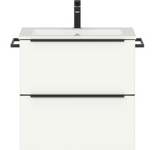 Meuble sous-vasque avec deux tiroirs, lavabo et robinet