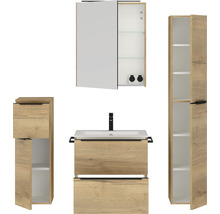 Badezimmer-Set mit Waschtischunterschrank, Spiegelschrank und Hochschrank