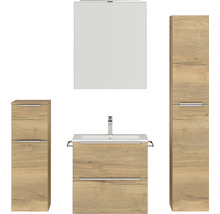 Badezimmermöbelset mit Waschtischunterschrank, Spiegelschrank und Hochschränken
