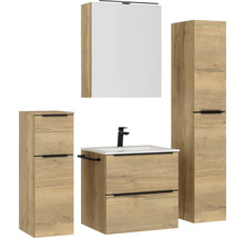 Badezimmermöbel-Set mit Waschtisch, Spiegelschrank und Hochschränken