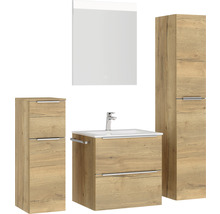 Badezimmermöbel-Set mit Waschtischunterschrank, Spiegelschrank und Hochschränken