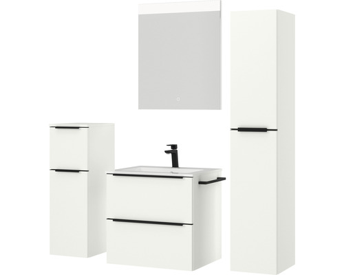 Ensemble de salle de bains avec meuble sous-lavabo, armoire de toilette et armoire haute