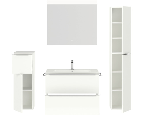 Badmöbel-Set mit Waschbeckenunterschrank, Spiegelschrank und Seitenschrank für das Badezimmer