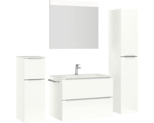 Badmöbelset mit Waschtisch, Spiegelschrank und Hochschrank für Badezimmer
