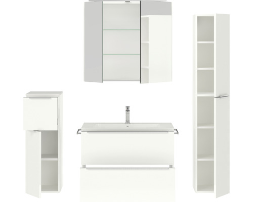 Badezimmer Set mit Waschtisch, Spiegelschrank und Hochschrank