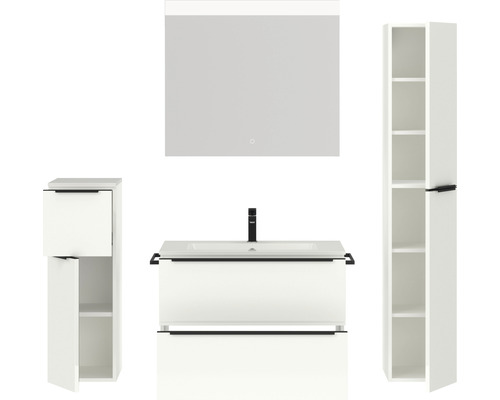 Ensemble de meubles de salle de bains avec meuble sous-lavabo, armoire de toilette et armoire haute