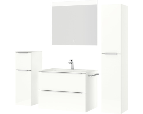 Badezimmer-Set mit Waschtisch, Spiegelschrank und Hochschrank