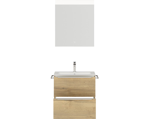 Meuble-lavabo avec meuble sous-lavabo et miroir avec éclairage pour la salle de bains