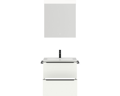 Waschtisch mit Unterschrank und Spiegel mit Beleuchtung für das Badezimmer