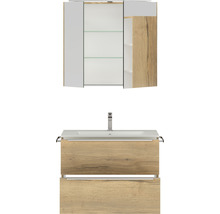 Badezimmermöbelset mit Waschtischunterschrank, Waschbecken und Spiegelschrank