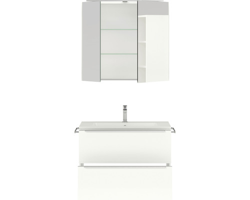 Ensemble de salle de bains avec meuble sous-lavabo, vasque et armoire de toilette