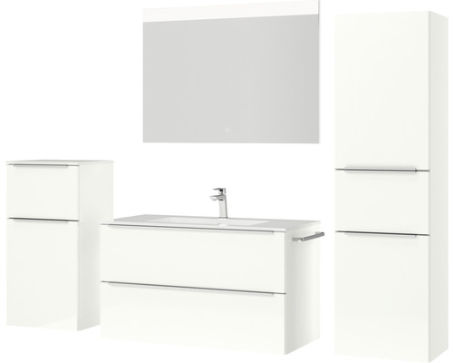 Ensemble de salle de bains avec meuble sous-lavabo, armoire de toilette et armoire haute