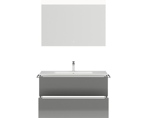Ensemble de meuble-lavabo avec lavabo, meuble bas et miroir