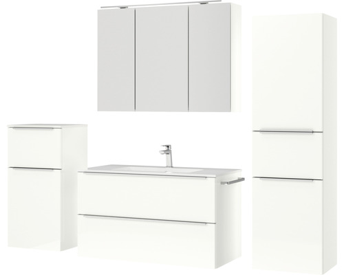 Badezimmer Set mit Spiegelschrank, Waschtisch, Waschbecken und Hochschrank