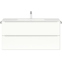 Meuble sous-lavabo avec deux tiroirs, lavabo et robinet