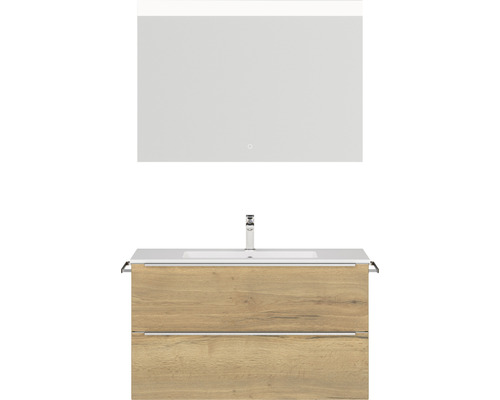 Ensemble de meuble-lavabo avec miroir et deux tiroirs