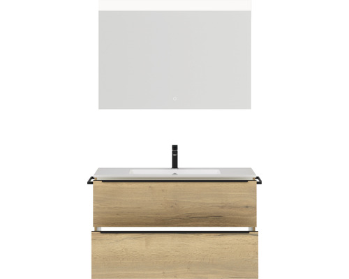 Combinaison de lavabo avec miroir, vasque et meuble sous-vasque