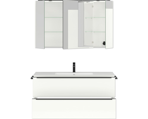 Waschtisch mit Waschbecken und Spiegelschrank für Badezimmer