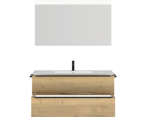 Meuble-lavabo avec meuble sous-vasque et miroir LED pour la salle de bains