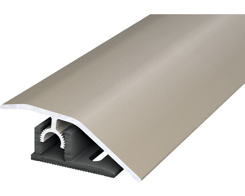 Barre de seuil multi niveaux aluminium aspect acier inoxydable anodisé 10x44x2700 mm Barre de seuil multi niveaux aluminium aspect acier inoxydable anodisé 10x44x2700 mm