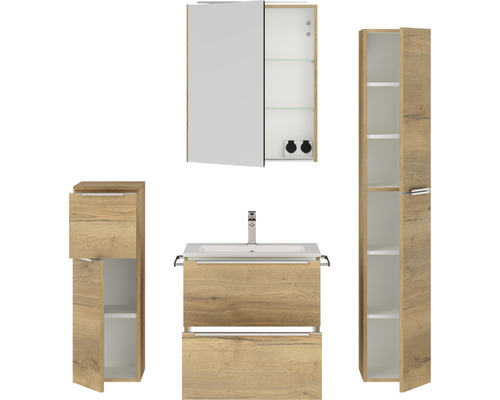 Ensemble de salle de bains avec meuble-lavabo, armoire de toilette et armoire haute