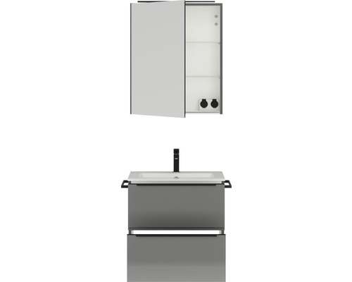 Badezimmermöbelset mit Spiegelschrank, Waschbecken und Unterschrank