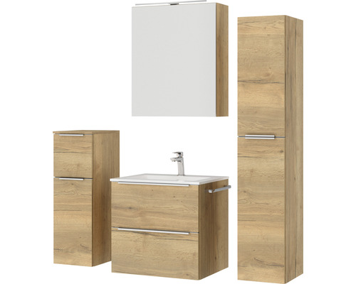 Ensemble de meubles de salle de bains avec meuble sous-vasque, lavabo, armoire de toilette et armoire haute