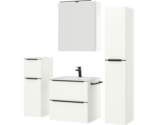 Modernes Badezimmer-Set mit Waschtischunterschrank, Spiegelschrank und Hochschrank