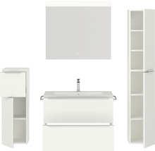 Badezimmer-Set mit Waschtisch, Spiegelschrank und Hochschrank für eine stilvolle Badgestaltung