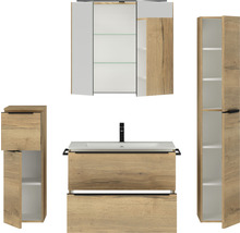 Badezimmermöbelset mit Waschtisch, Spiegelschrank und Hochschränken