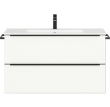 Set de meubles de salle de bains NOBILIA Programm 1 81 lxhxp 101 x 59,1 x 48,7 cm couleur de façade blanc mat avec vasque pour meuble barre de prise noir 081