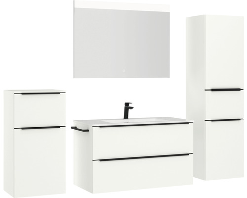 Ensemble de salle de bains avec meuble sous-lavabo, armoire de toilette et armoire haute