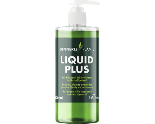 Engrais pour plantes d'aquarium DENNERLE PLANTS Liquid PLus 300 ml avec NPK, fer et oligoéléments parfait pour l'aquascaping avec un besoin nutritif élevé