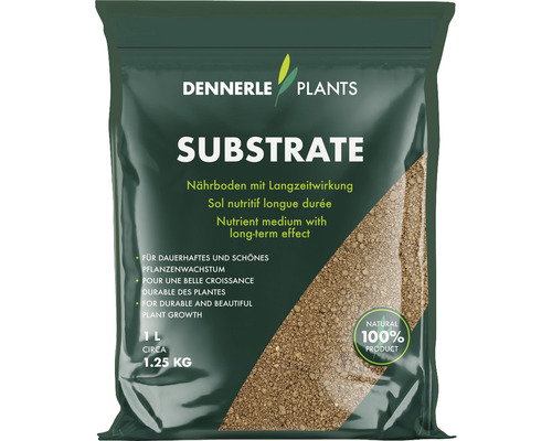 Substrat nutritif DENNERLE PLANTS env. 0,5 mm, env. 1,25 kg, marron