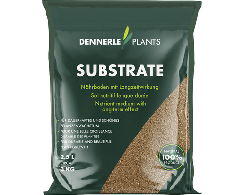 Substrat nutritif DENNERLE PLANTS env. 0,5 mm, env. 3 kg, marron