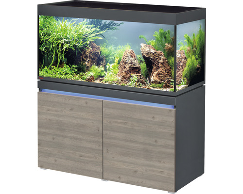 Kit complet d'aquarium EHEIM incpiria 430 avec éclairage LED et meuble bas éclairé rustic oat