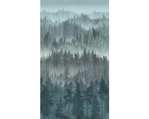 Fototapete Vlies 39181-3 The Wall II Aquarell Wald petrol 3-tlg. 159 x 280 cm